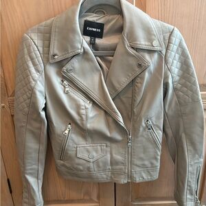 Express Women's Gray Faux Leather Moto Jacket